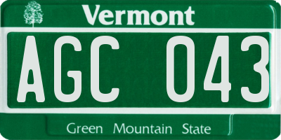VT license plate AGC043
