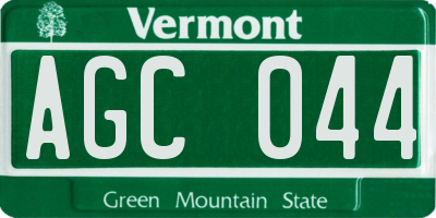 VT license plate AGC044