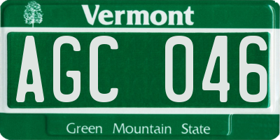 VT license plate AGC046