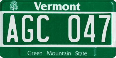 VT license plate AGC047