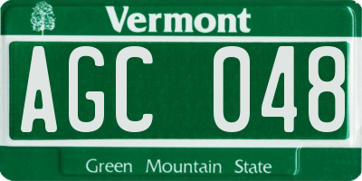 VT license plate AGC048
