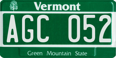 VT license plate AGC052