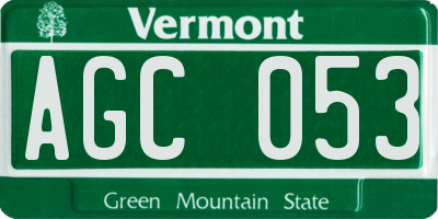 VT license plate AGC053
