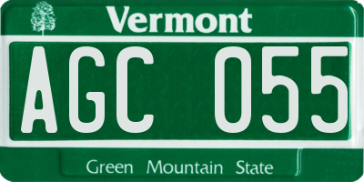 VT license plate AGC055