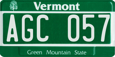VT license plate AGC057