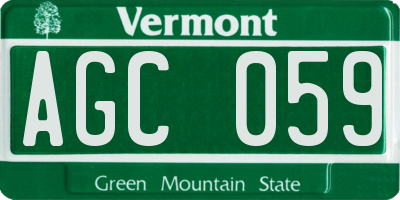 VT license plate AGC059
