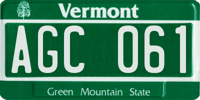 VT license plate AGC061