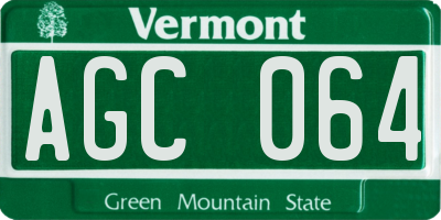 VT license plate AGC064
