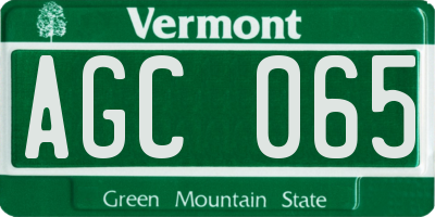 VT license plate AGC065