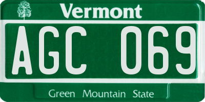 VT license plate AGC069