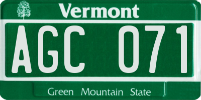 VT license plate AGC071
