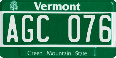 VT license plate AGC076