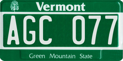 VT license plate AGC077