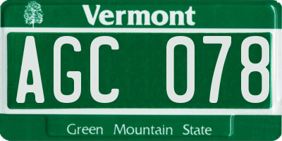 VT license plate AGC078