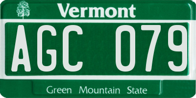 VT license plate AGC079