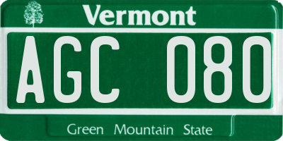 VT license plate AGC080
