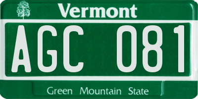 VT license plate AGC081