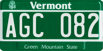 VT license plate AGC082