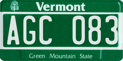 VT license plate AGC083