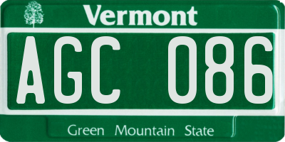 VT license plate AGC086
