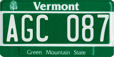 VT license plate AGC087