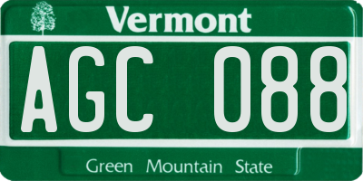 VT license plate AGC088