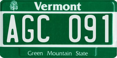 VT license plate AGC091