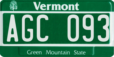 VT license plate AGC093