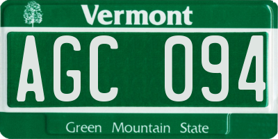 VT license plate AGC094