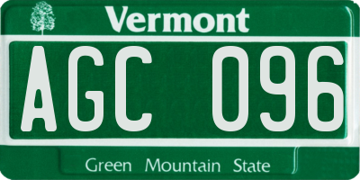 VT license plate AGC096