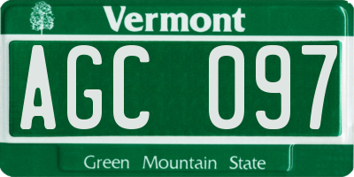 VT license plate AGC097