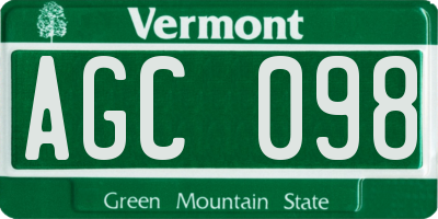 VT license plate AGC098