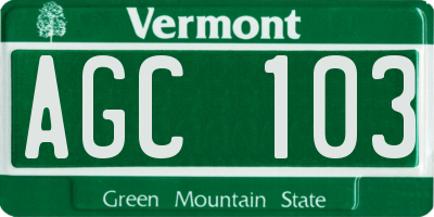 VT license plate AGC103