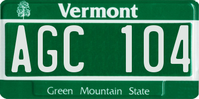 VT license plate AGC104