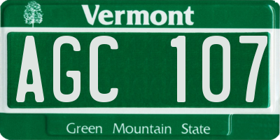 VT license plate AGC107