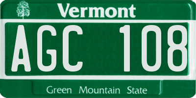 VT license plate AGC108