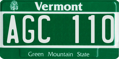 VT license plate AGC110