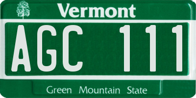 VT license plate AGC111