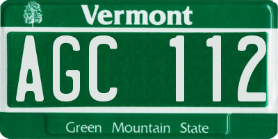 VT license plate AGC112