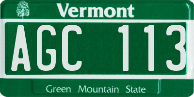 VT license plate AGC113