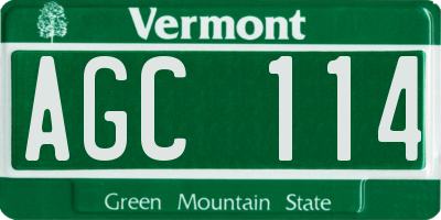 VT license plate AGC114