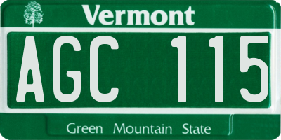 VT license plate AGC115