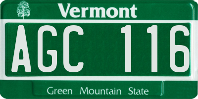 VT license plate AGC116