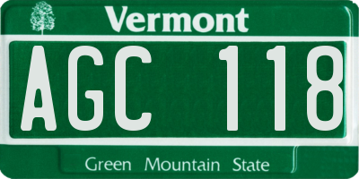 VT license plate AGC118
