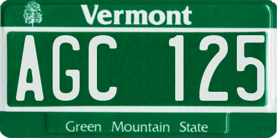 VT license plate AGC125
