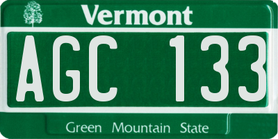 VT license plate AGC133