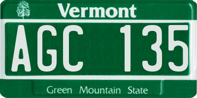 VT license plate AGC135