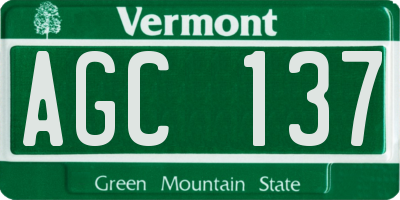 VT license plate AGC137