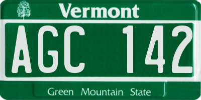 VT license plate AGC142