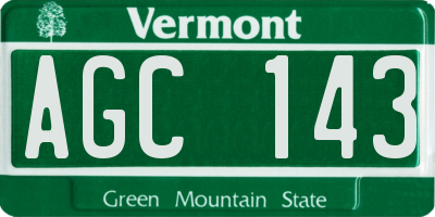 VT license plate AGC143